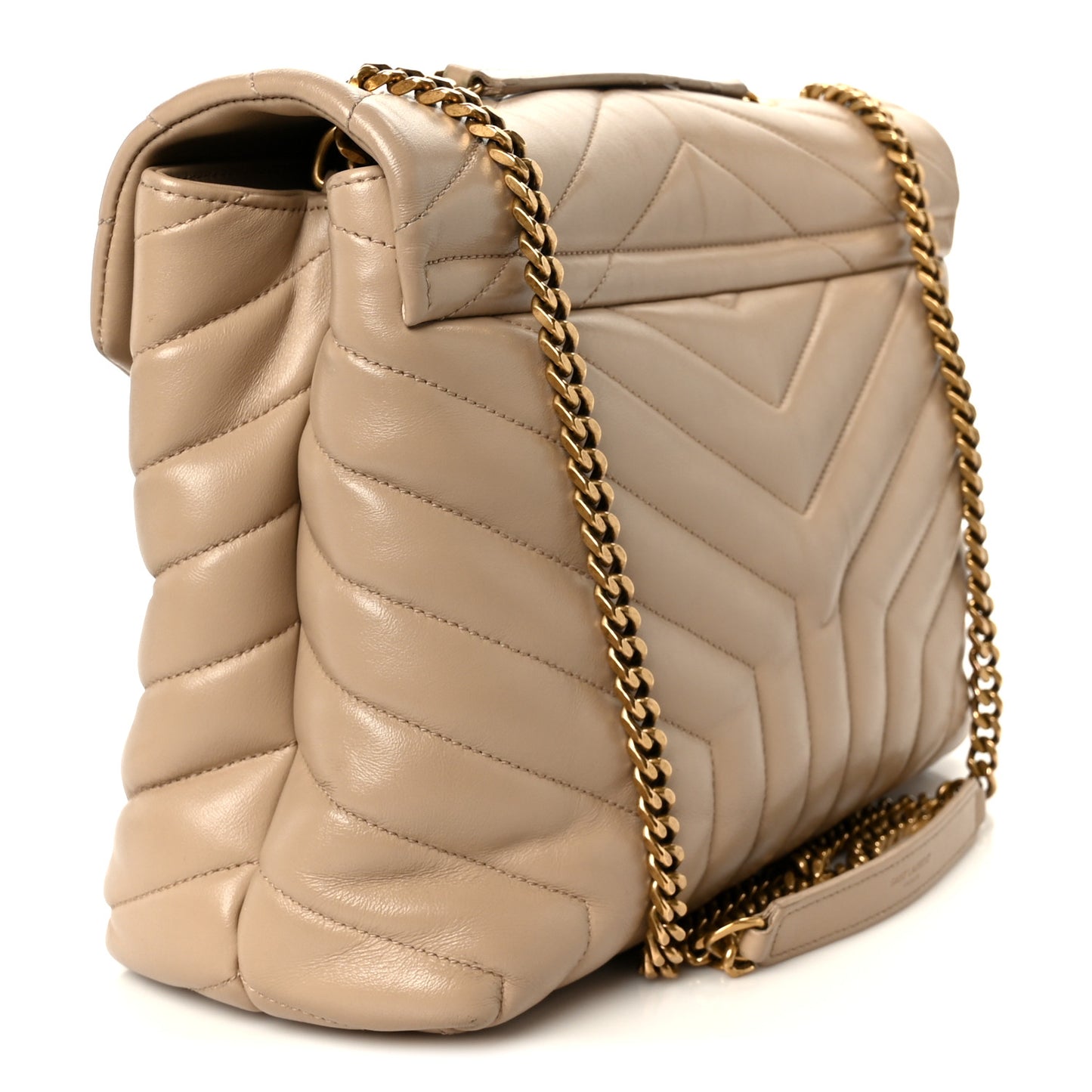 Calfskin Y Quilted Monogram Medium Loulou Chain Satchel Dark Beige