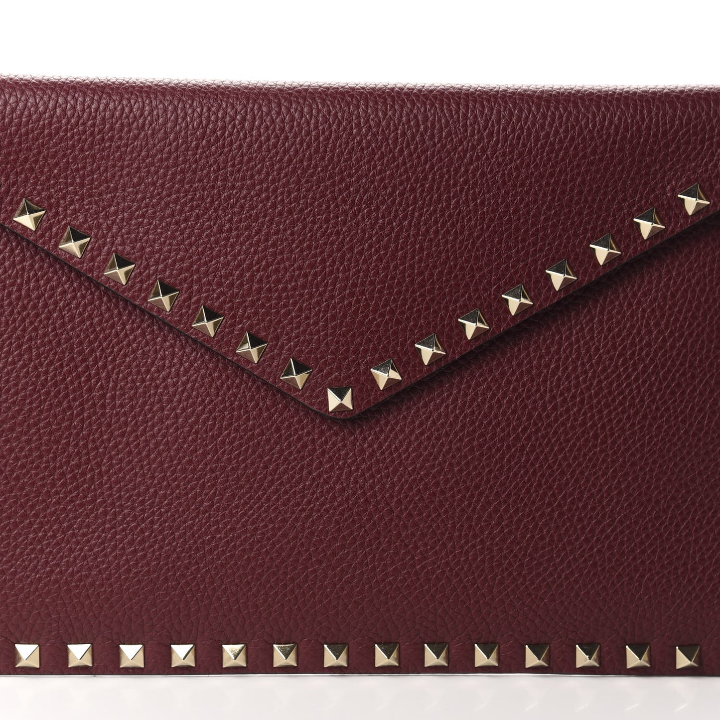 Pebbled Calfskin Large Rockstud Envelope Clutch Rubin