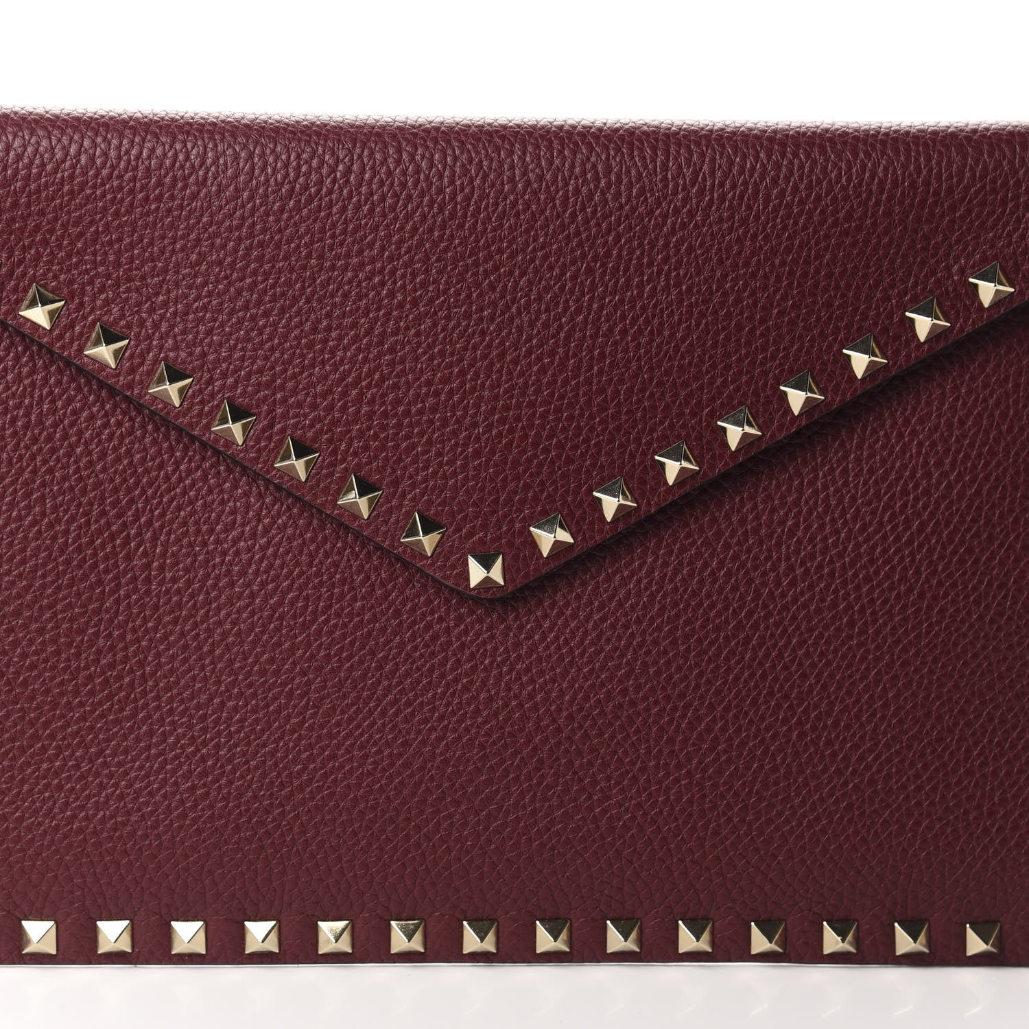 Valentino Garavani Pebbled Calfskin Large Rockstud Envelope Clutch Rubin 9 of 10