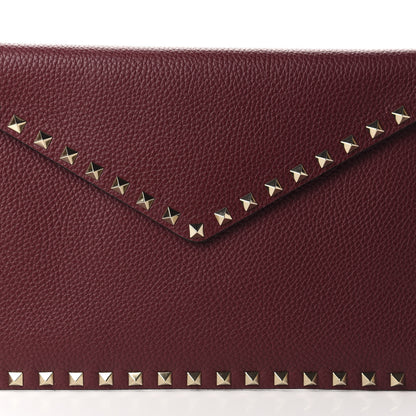 Valentino Garavani Pebbled Calfskin Large Rockstud Envelope Clutch Rubin 9 of 10