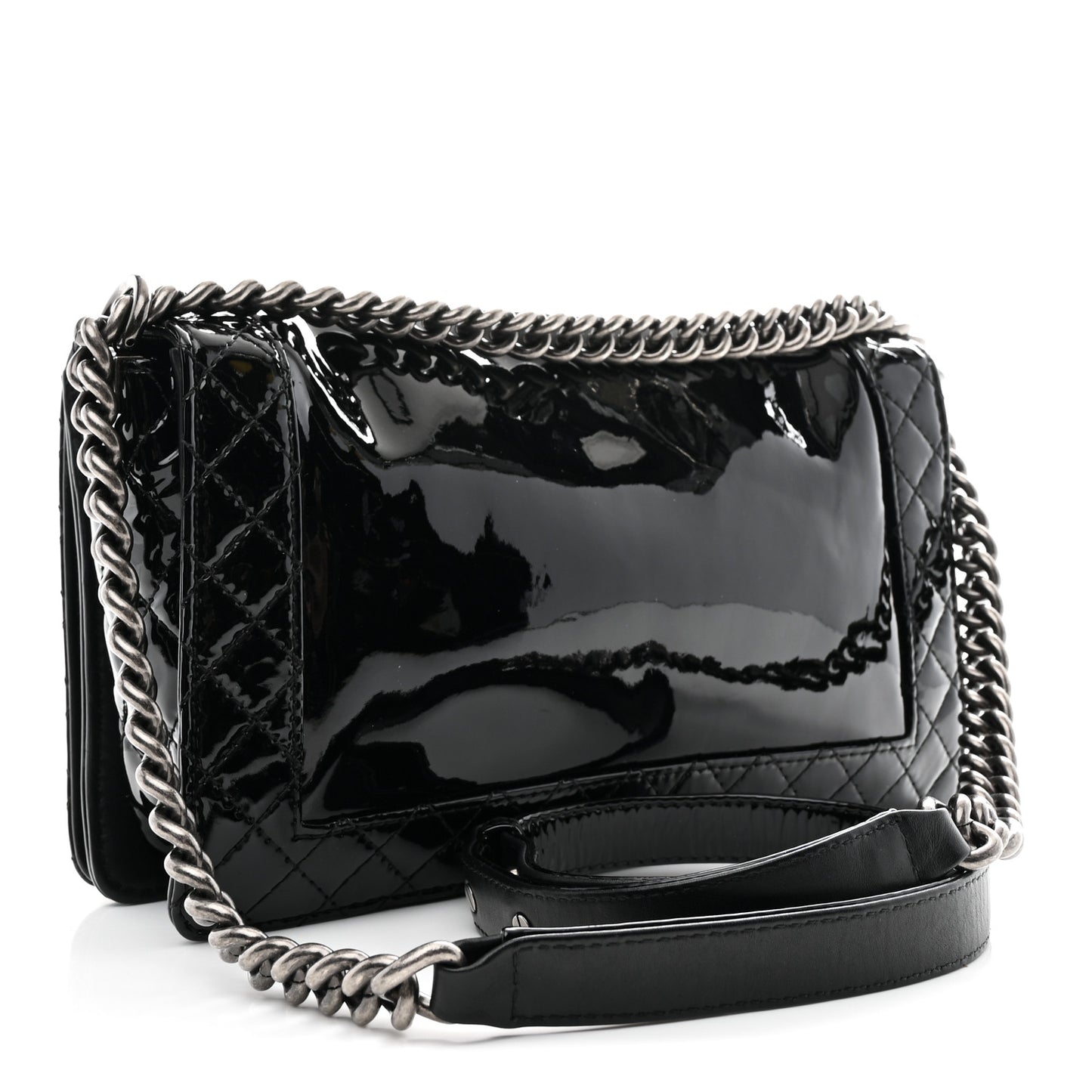 Patent Medium Boy Reverso Flap Black