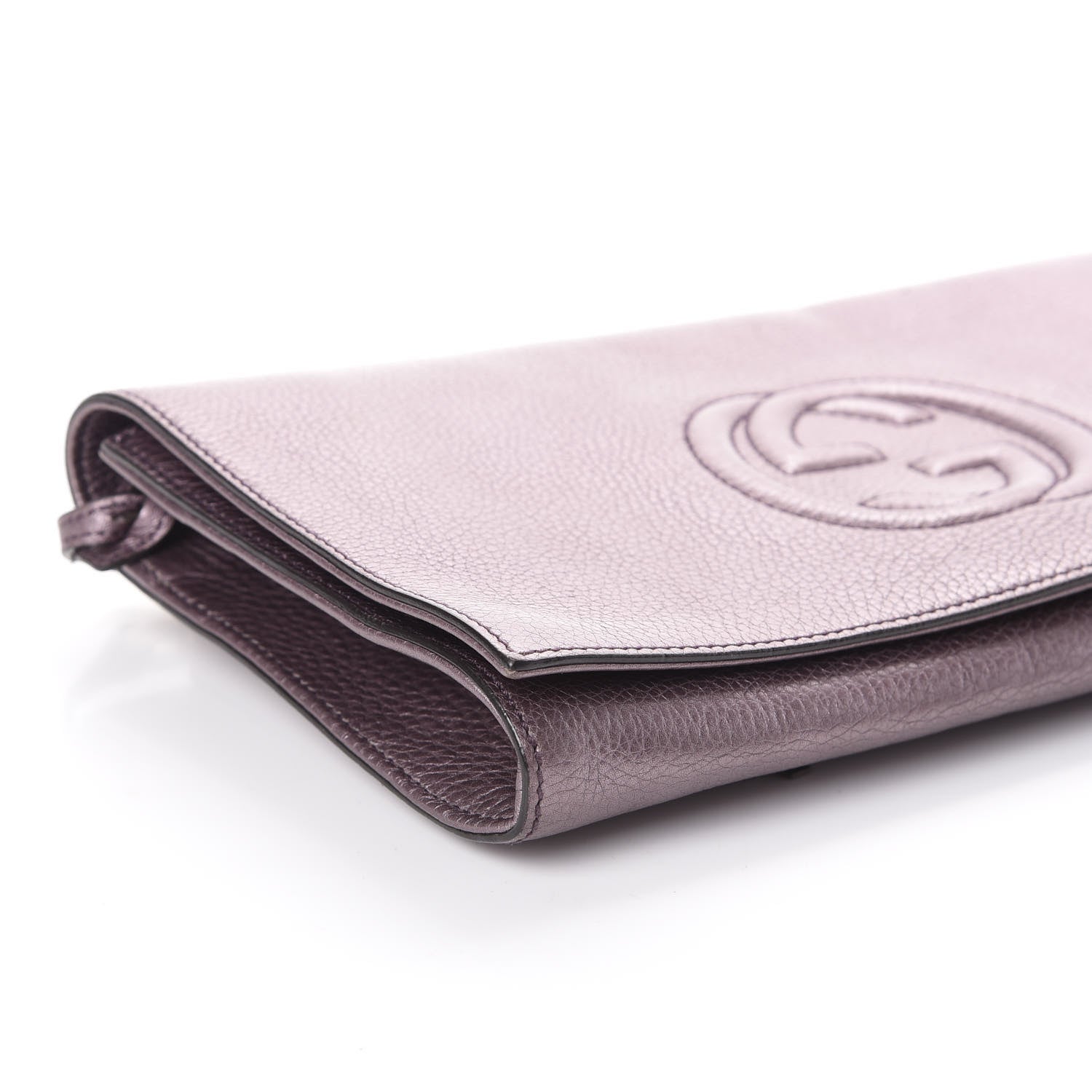 Gucci Metallic Pebbled Calfskin Medium Soho Clutch Purple 8 of 9