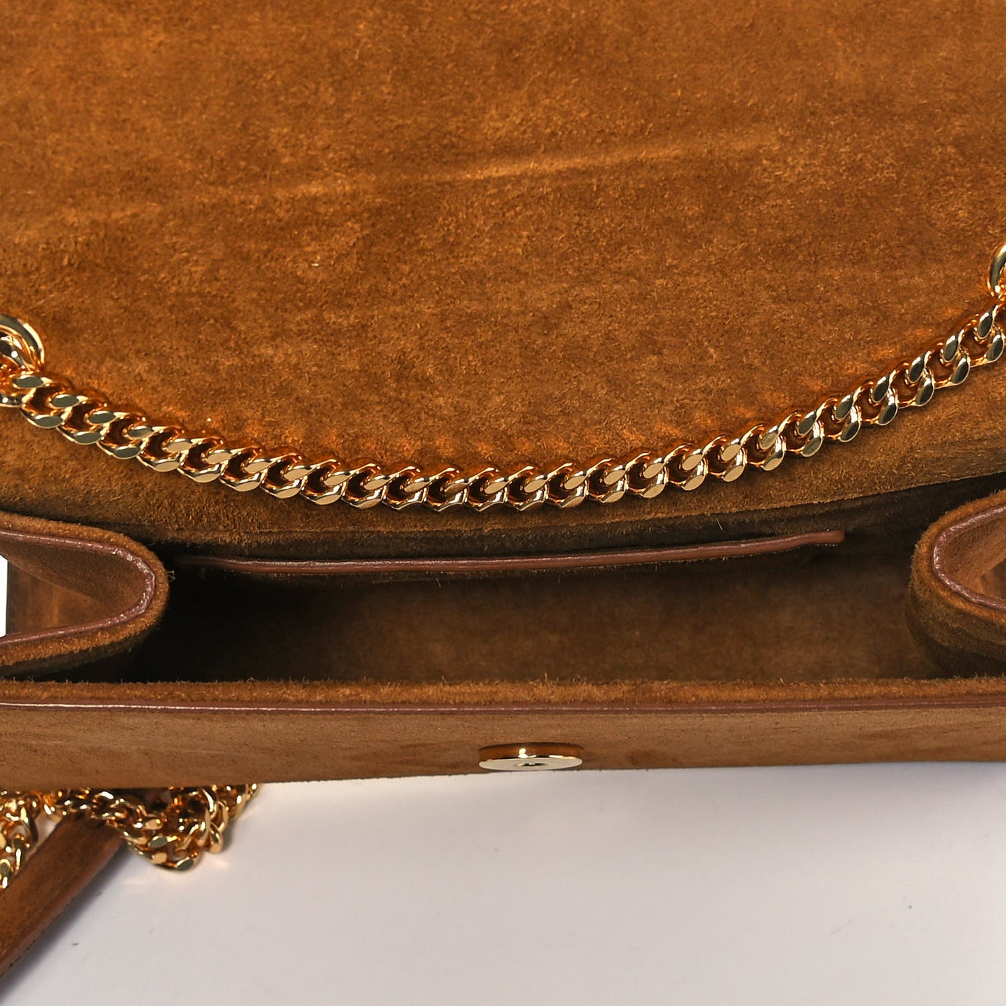 Suede Fringe Small Monogram Satchel Light Ocre