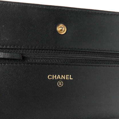 Chanel Lambskin Quilted Wallet On Chain WOC Black 7 of 13