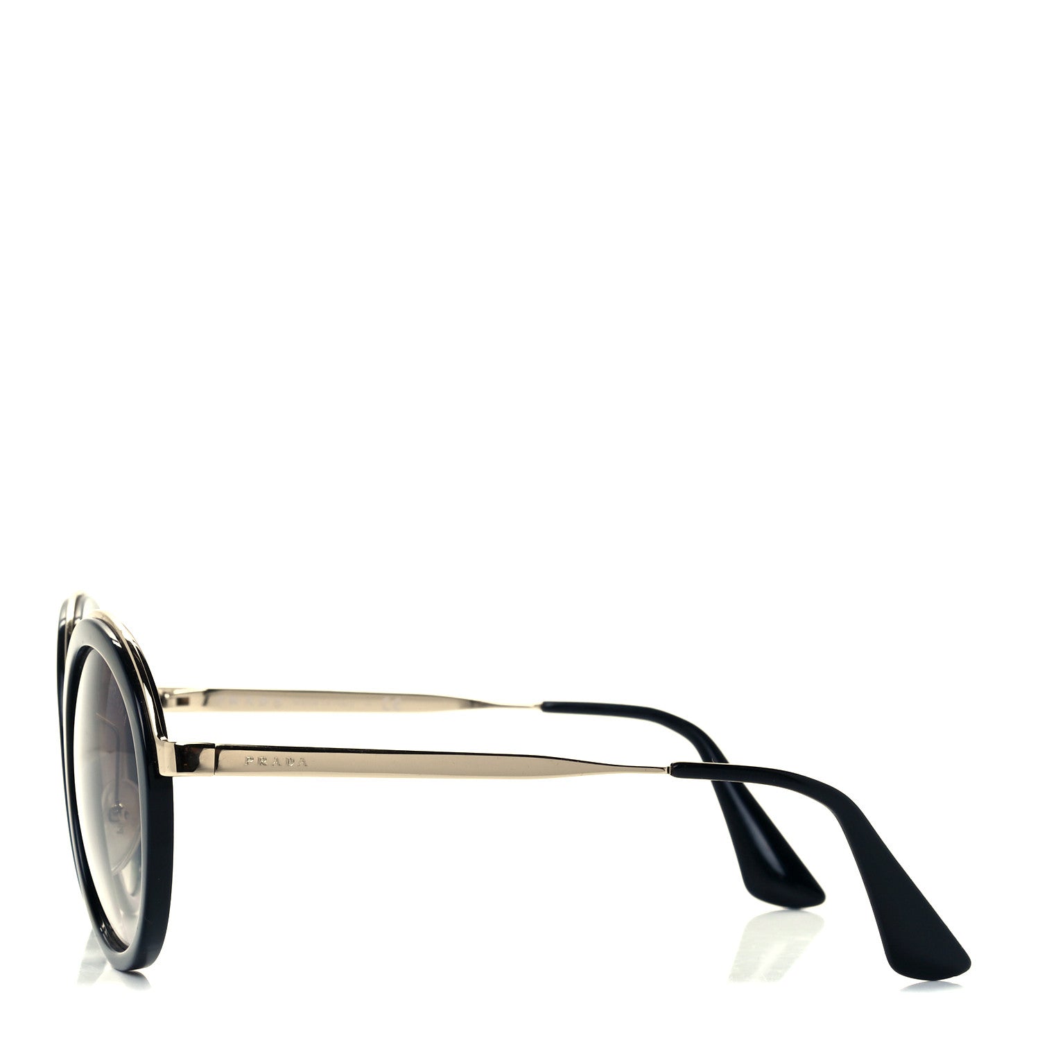 Prada Round Frame Sunglasses SPR 50T Black 3 of 7