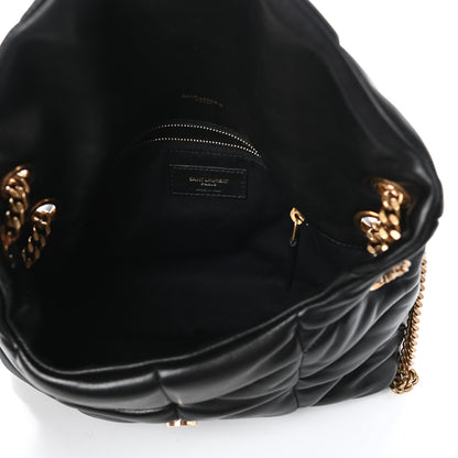 Saint Laurent Lambskin Quilted Small Loulou Puffer Monogram Chain Satchel Black 5 of 9
