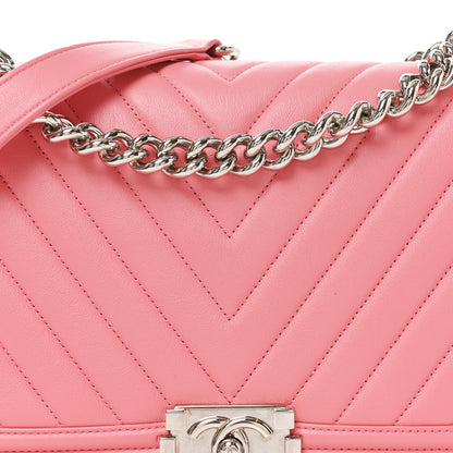Chanel Calfskin Chevron Quilted New Medium Boy Flap Pink 8 of 11
