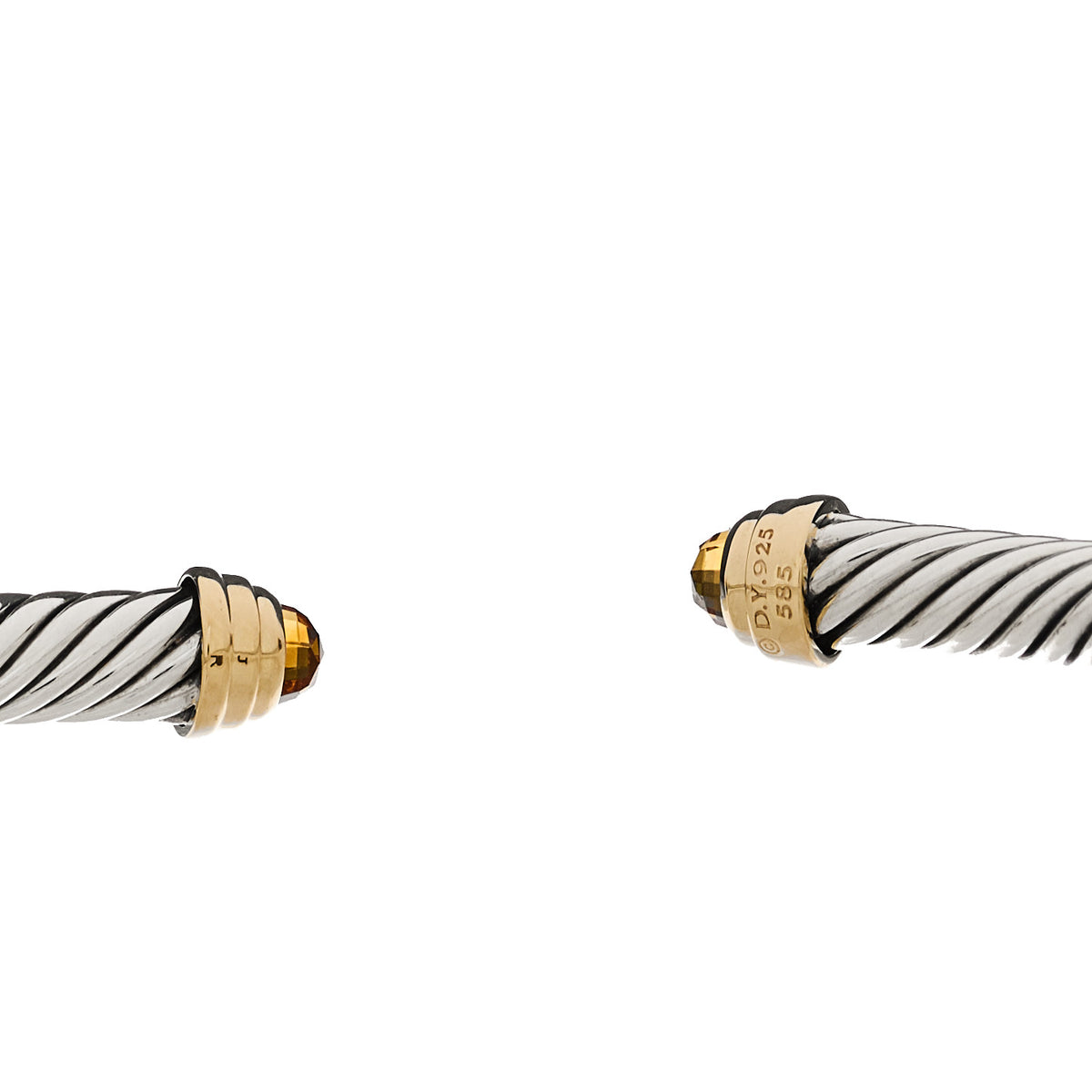 Sterling Silver 14K Yellow Gold Citrine 5mm Cable Classics Petite Color Bracelet