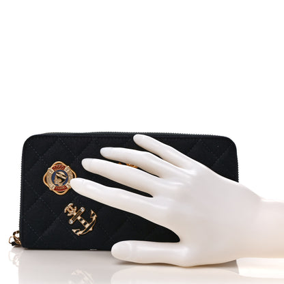 Chanel Felt Quilted Paris-Hamburg Charms Zip Around Wallet Dark Navy 2 of 7