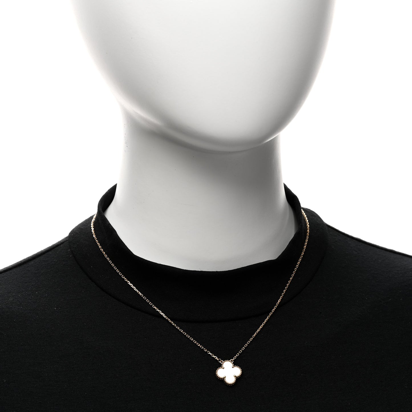 18K Yellow Gold Mother of Pearl Vintage Alhambra Pendant Necklace