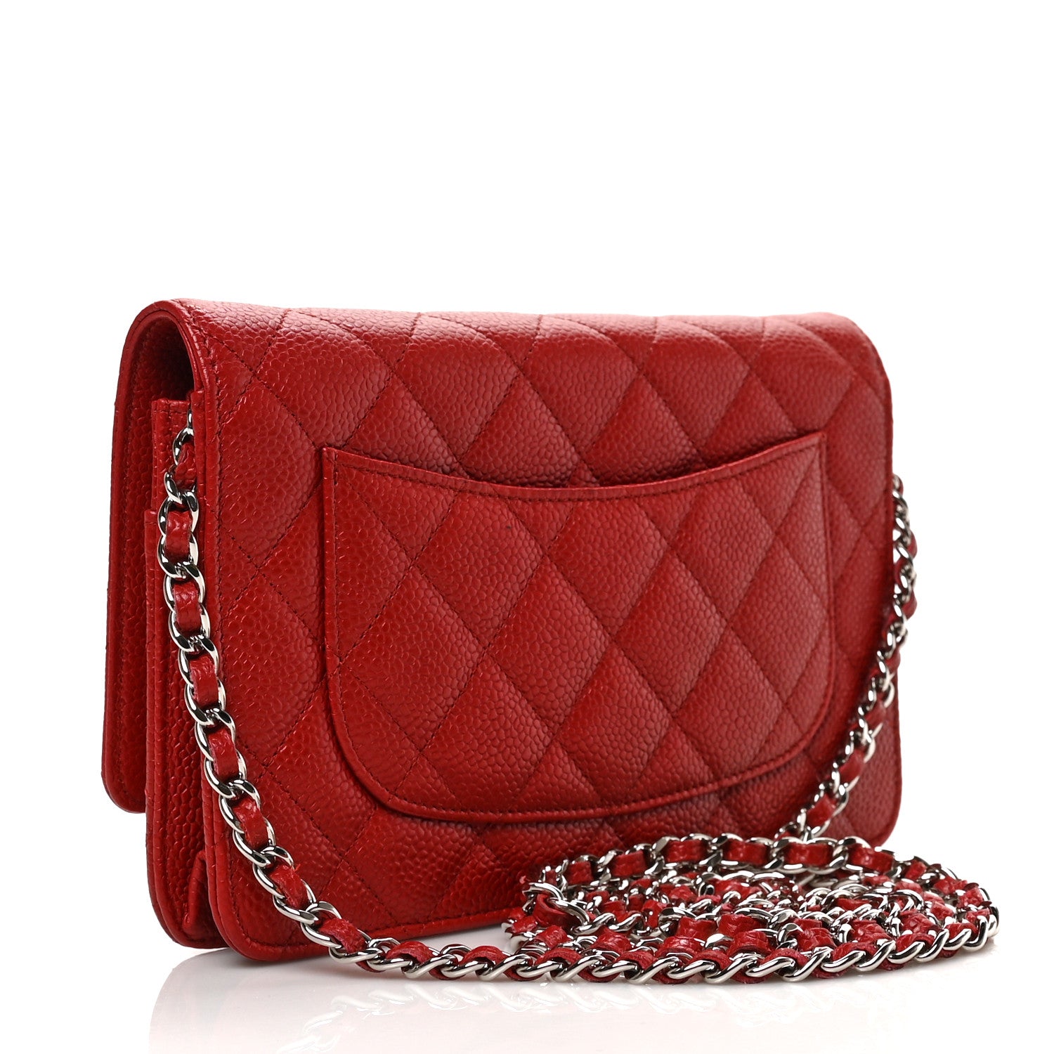 Chanel Caviar Quilted Wallet on Chain WOC Red 3 of 10