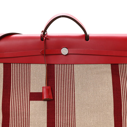 Hermes Vache Hunter Toile H Vibration Herbag 50 Bordeaux Ficelle Rouge Piment 8 of 10