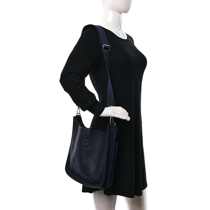 Hermes Taurillon Clemence Evelyne III PM Bleu Encre 2 of 10
