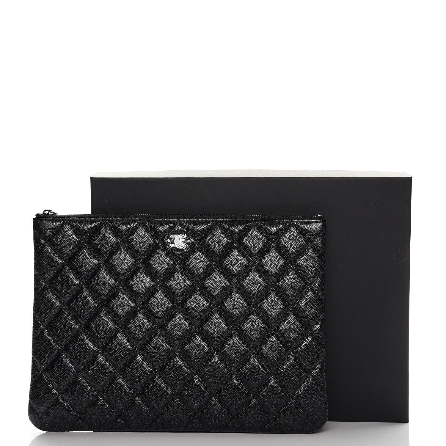 Chanel Metallic Caviar Quilted Medium Cosmetic Case Black 9 of 9