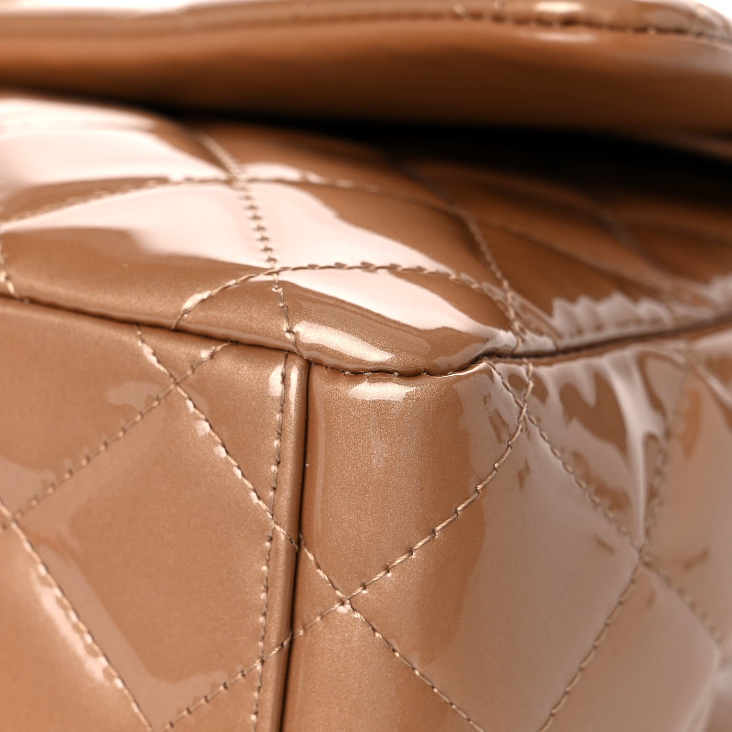 Chanel Patent Calfskin Quilted Maxi Double Flap Dark Beige 9 of 14
