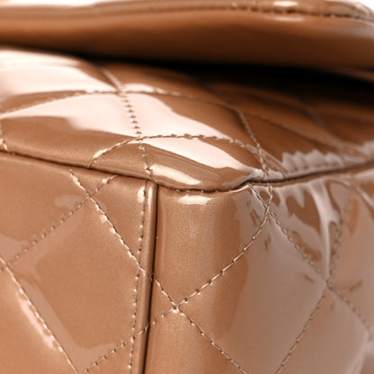 Chanel Patent Calfskin Quilted Maxi Double Flap Dark Beige 9 of 14
