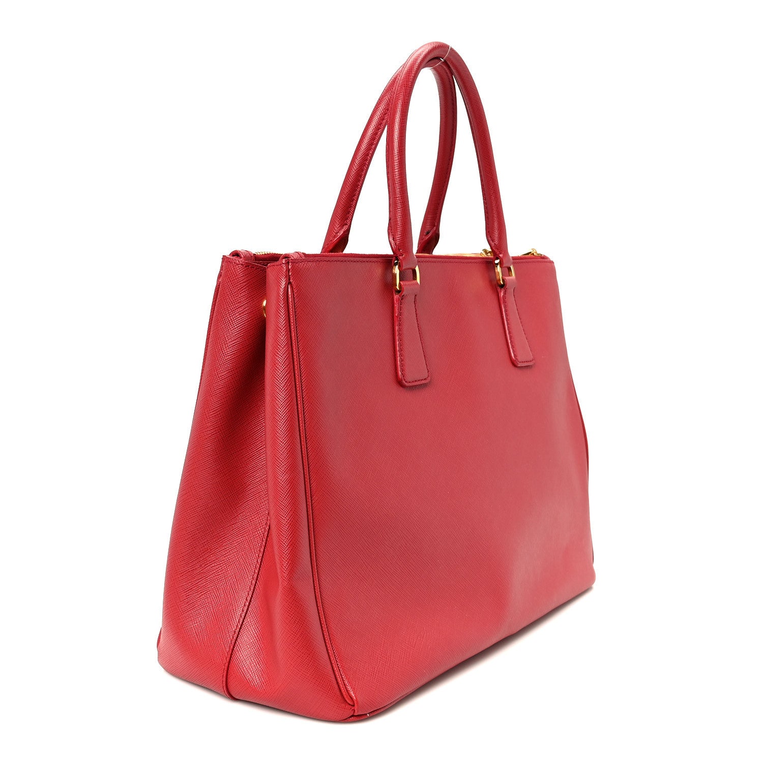 Prada Saffiano Lux Large Double Zip Tote Fuoco 2 of 9