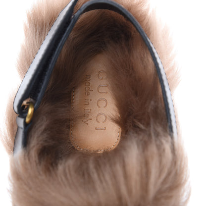 Gucci Calfskin Fur Mens Horsebit River Slingback Slippers 7 Black 6 of 8