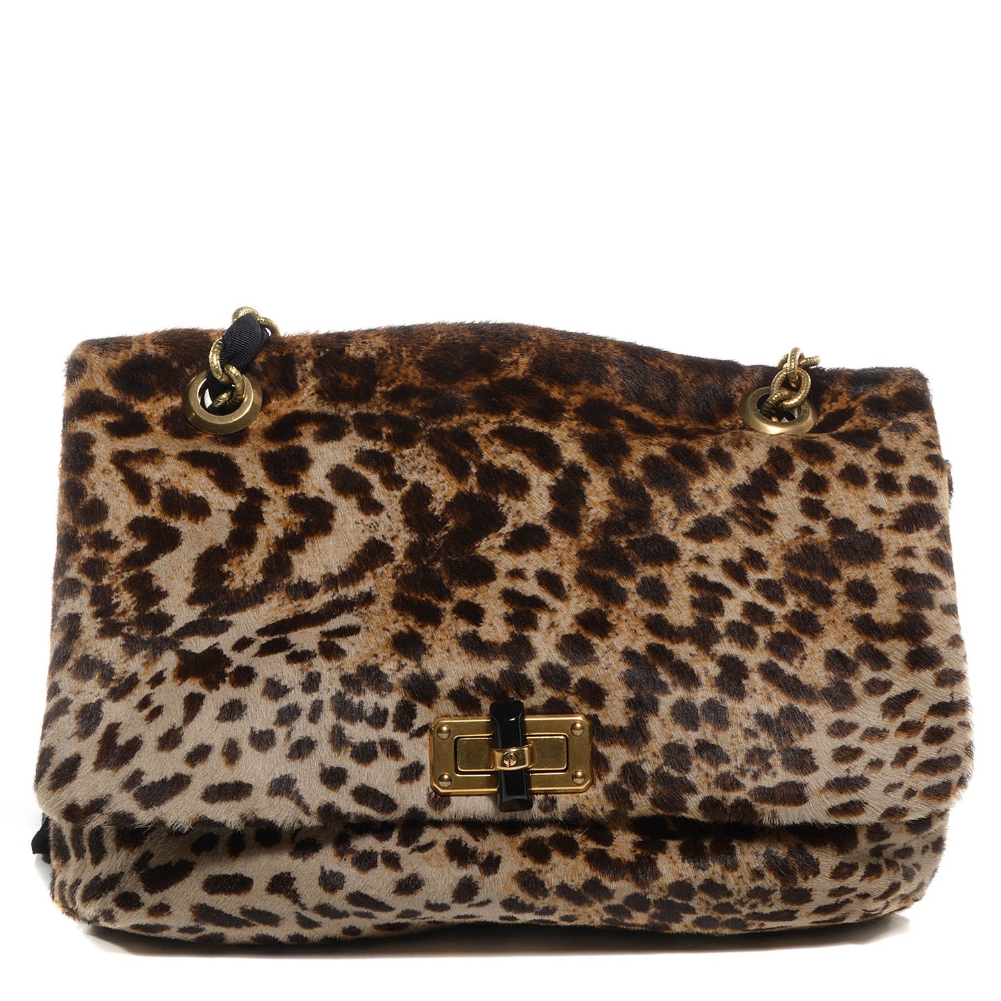 Leopard Print Calf Hair Happy Shoulder Bag