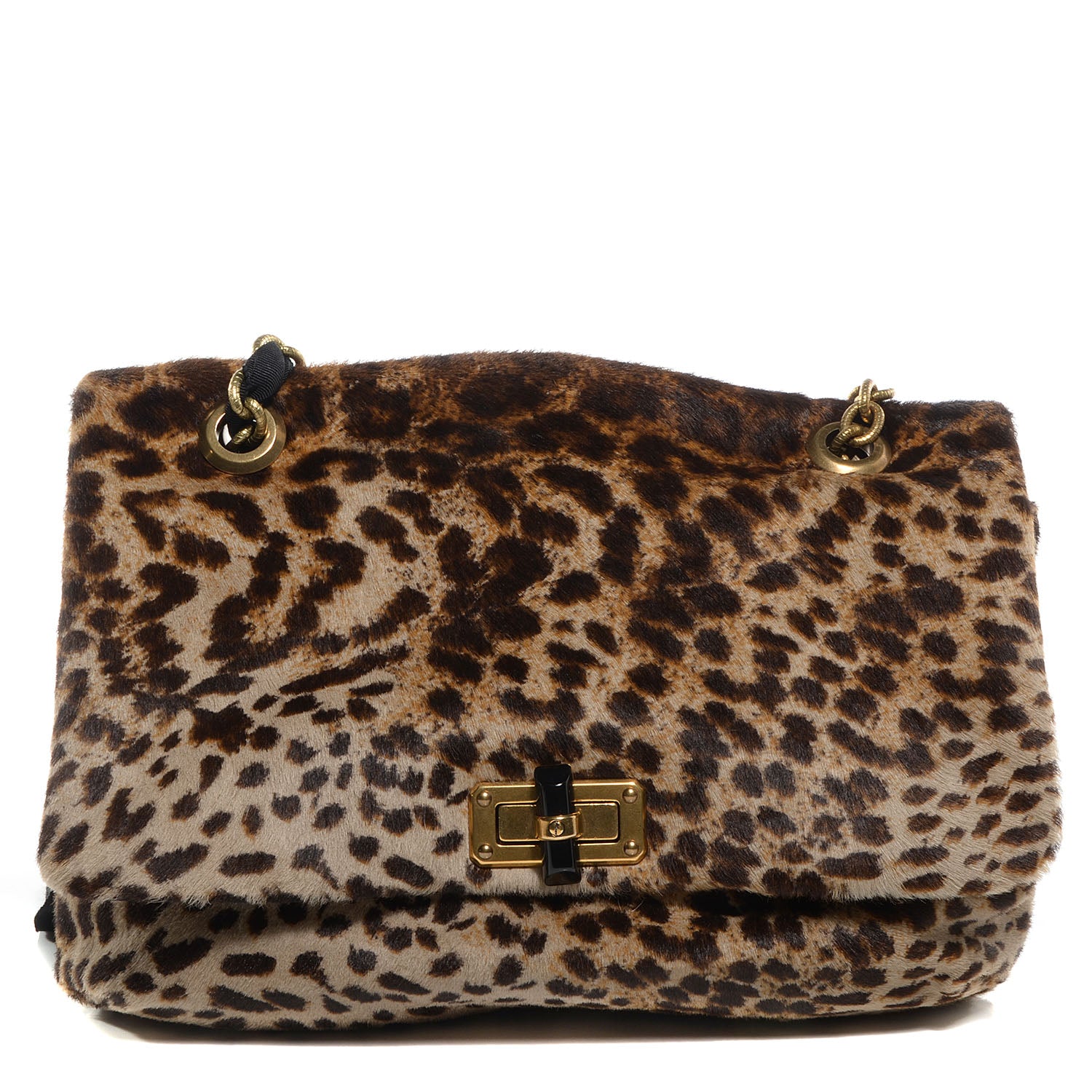 Lanvin Leopard Print Calf Hair Happy Shoulder Bag 1 of 10