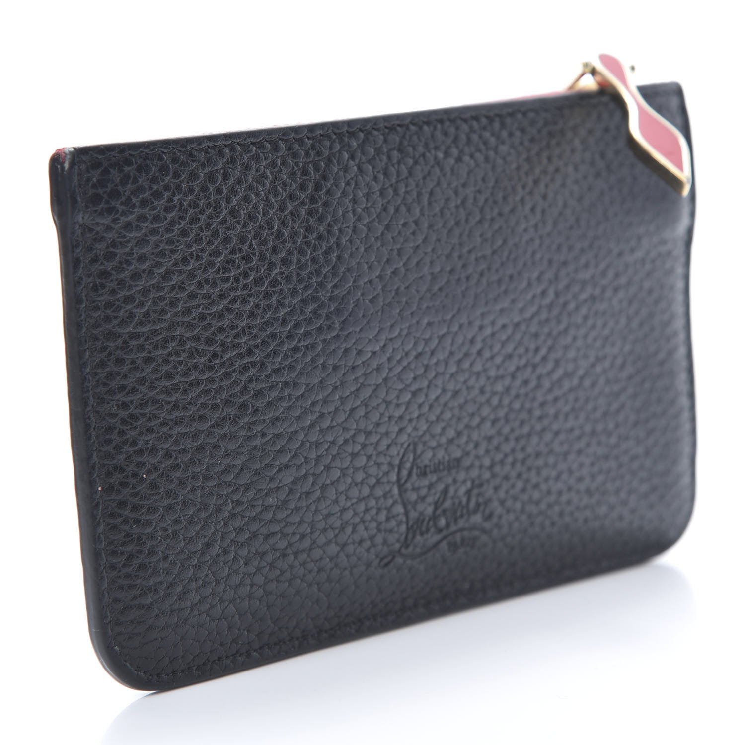 Christian Louboutin Calfskin Empire Panettone Spikes Key Ring Pouch Black 3 of 13