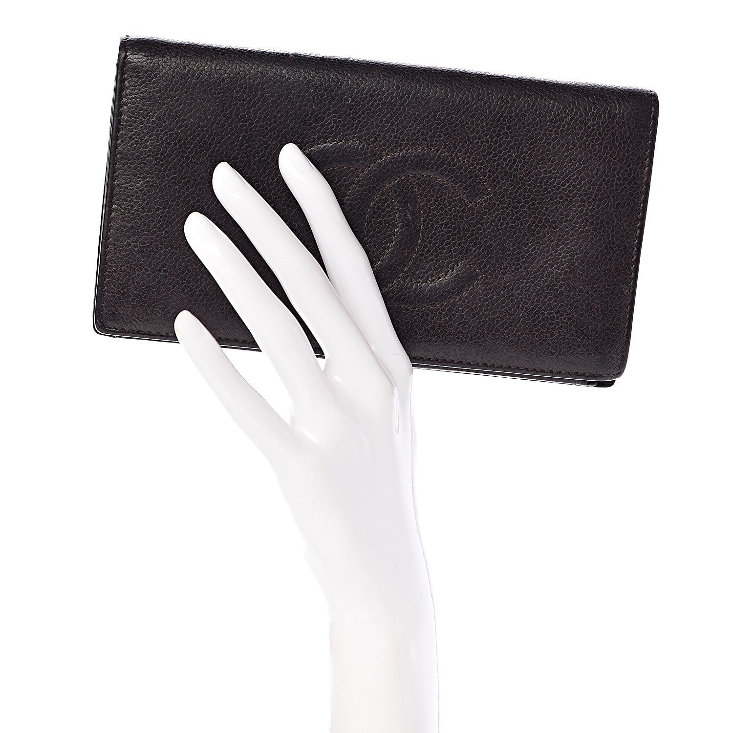 Chanel Caviar Timeless CC Yen Wallet Dark Brown 2 of 22