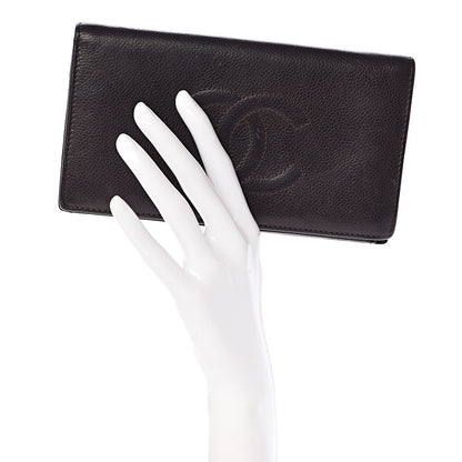 Chanel Caviar Timeless CC Yen Wallet Dark Brown 2 of 22