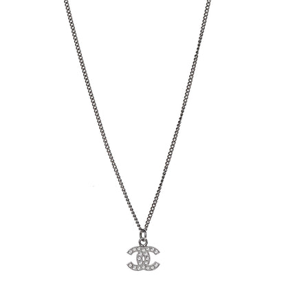 Chanel Crystal CC Necklace Silver 1 of 5