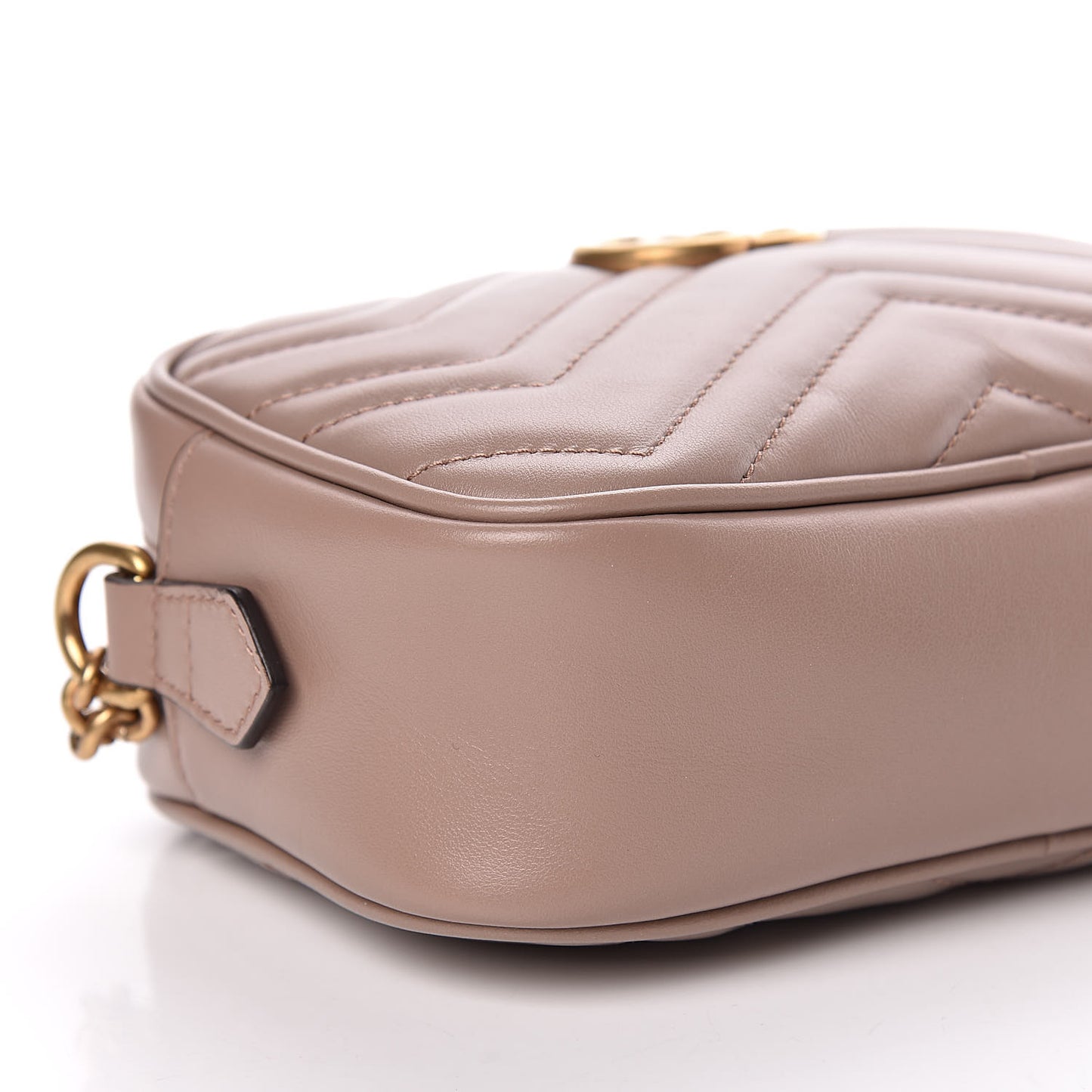 Calfskin Matelasse Mini GG Marmont Chain Shoulder Bag Nude