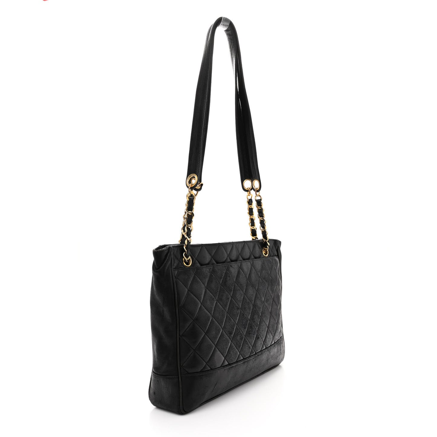 Lambskin Quilted Shopping Tote Black