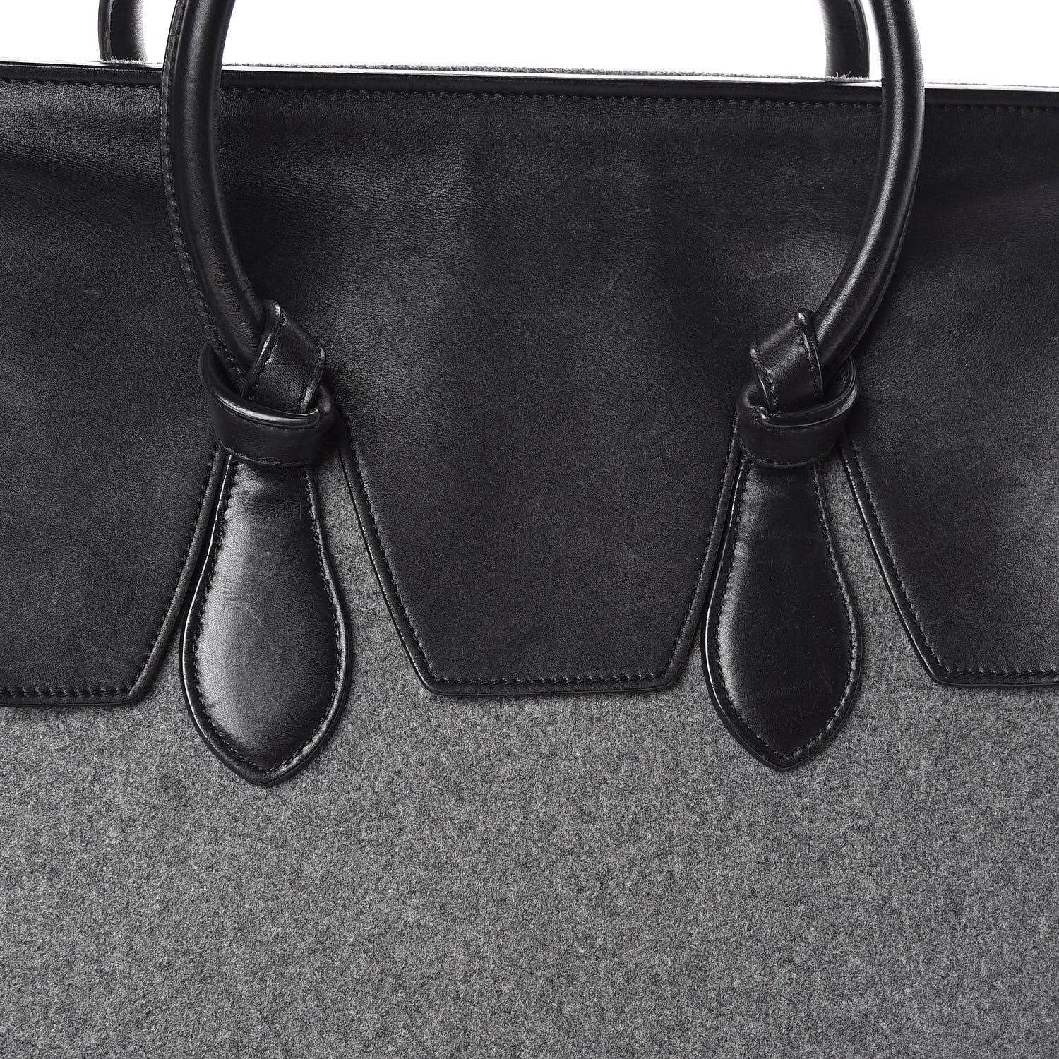 Celine Felt Calfskin Medium Tie Knot Tote Grey Black 13 of 18