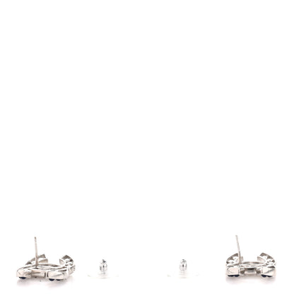 Chanel Pearl Beaded CC Earrings Silver White Blue 3 of 5