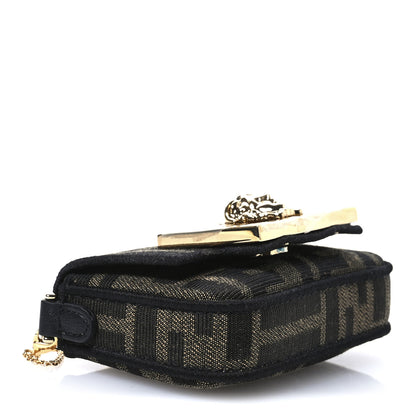 Fendi X VERSACE Fabric Jacquard Fendace FF Nano Brooch Baguette Tobacco Black 4 of 9