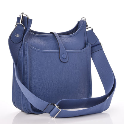 Hermes Taurillon Clemence Evelyne III PM Bleu Agate 3 of 8