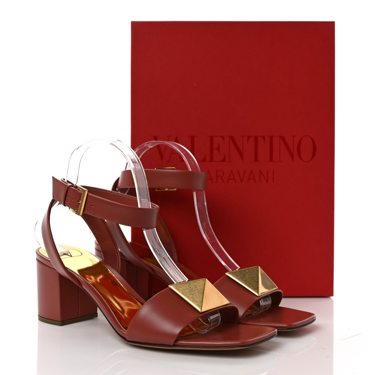 Valentino Garavani Calfskin One Stud Ankle Strap 60mm Sandals 40 Gingerbread 8 of 8