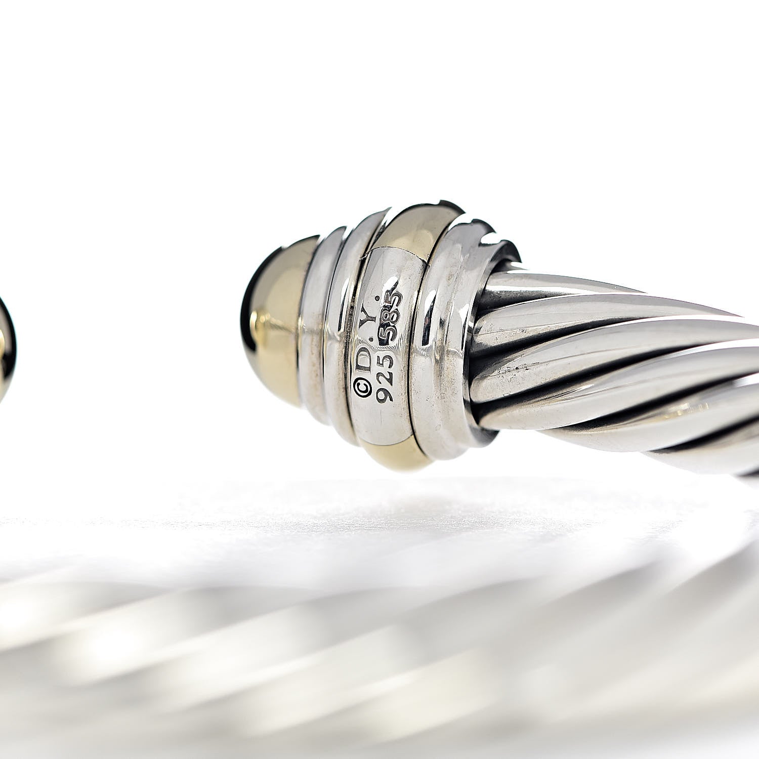 David Yurman Sterling Silver 14K Yellow Gold 7mm Cable Classics Bracelet 4 of 4