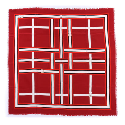 Burberry Silk Buckle Print Square Scarf Red 1 of 4