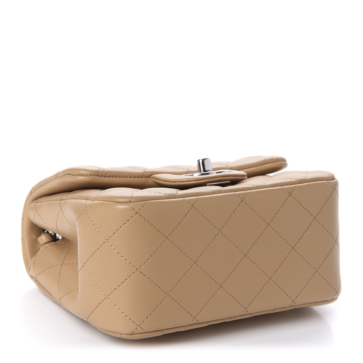 Lambskin Quilted Mini Square Flap Beige