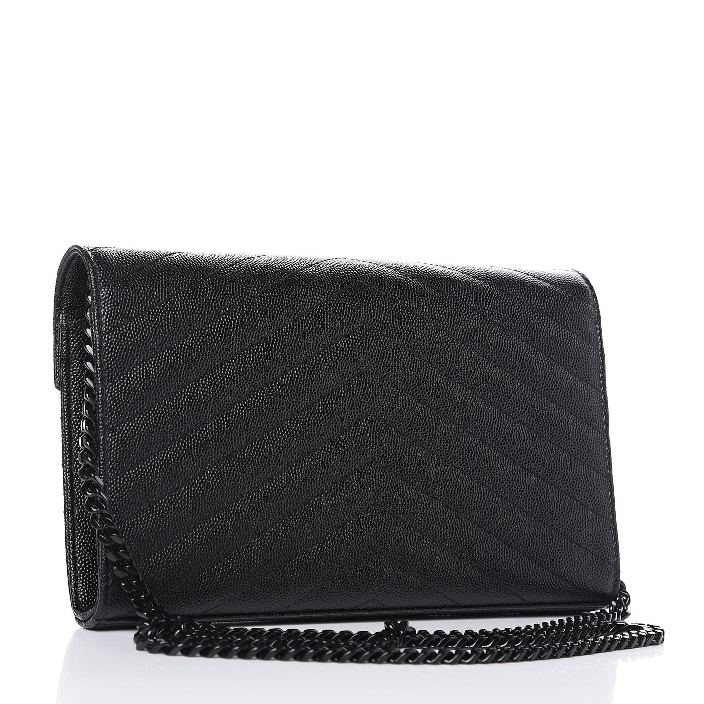 Grain De Poudre Matelasse Chevron Monogram Chain Wallet Black