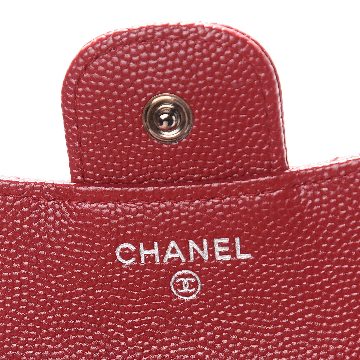Chanel Caviar Quilted Compact Flap Wallet Dark Red 6 of 9