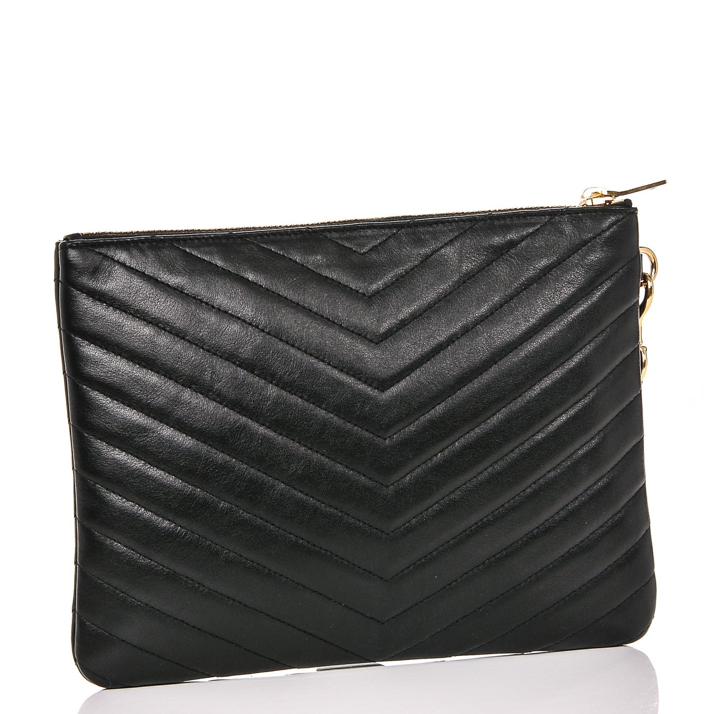 Calfskin Matelasse Chevron Monogram A5 Wristlet Black