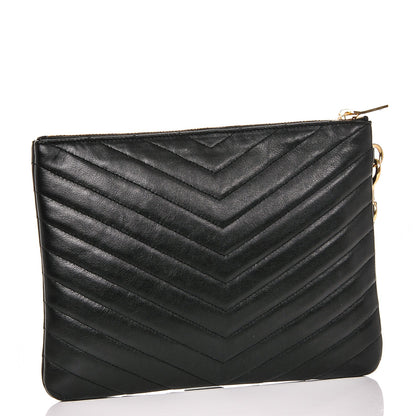 Saint Laurent Calfskin Matelasse Chevron Monogram A5 Wristlet Black 3 of 7