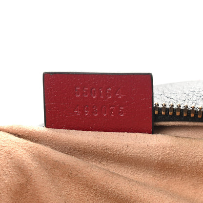 Gucci Vintage Effect Calfskin Matelasse Diagonal Mini Torchon GG Marmont Round Shoulder Bag Black Romantic Cherry 7 of 13