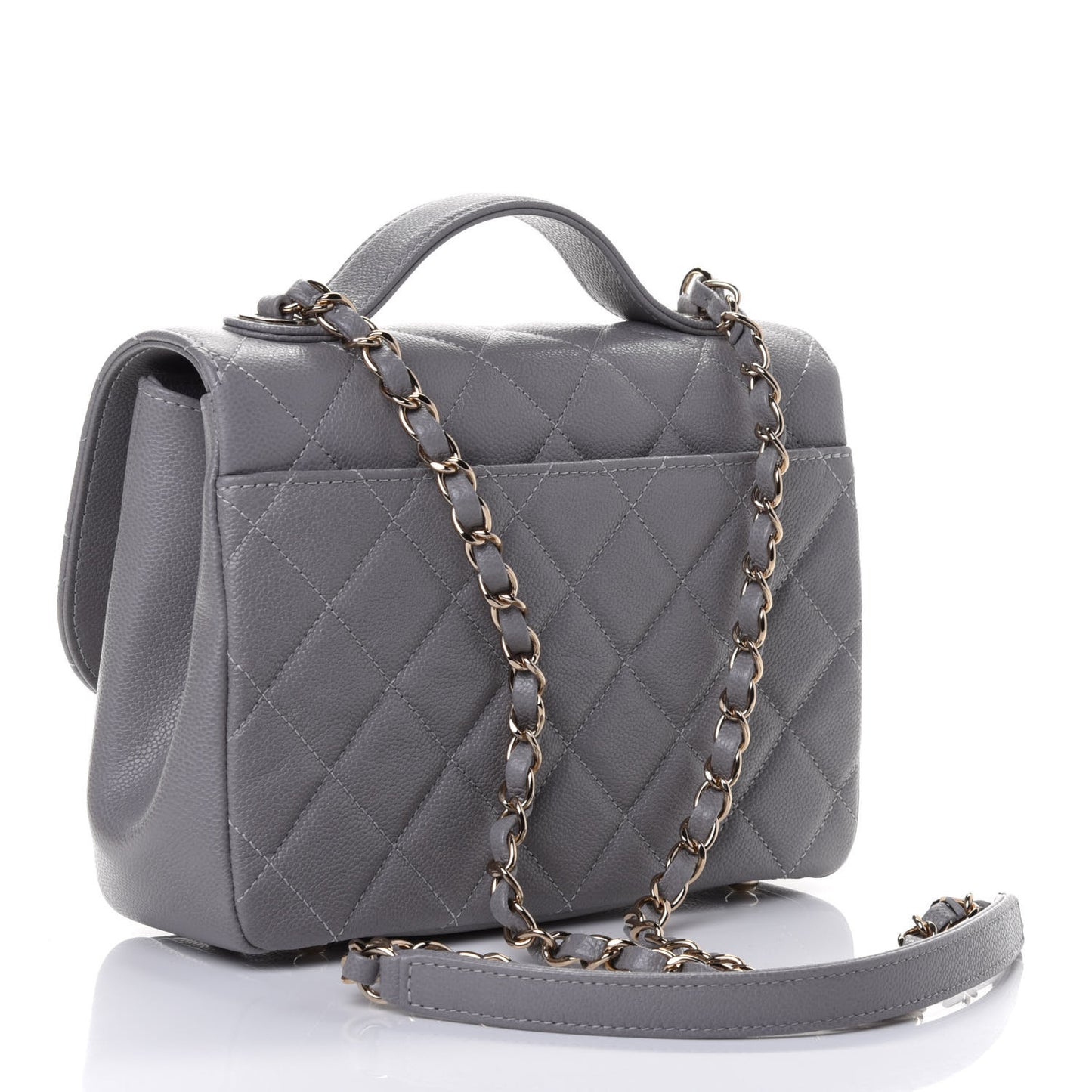 Caviar Quilted Medium Business Affinity Flap Grey