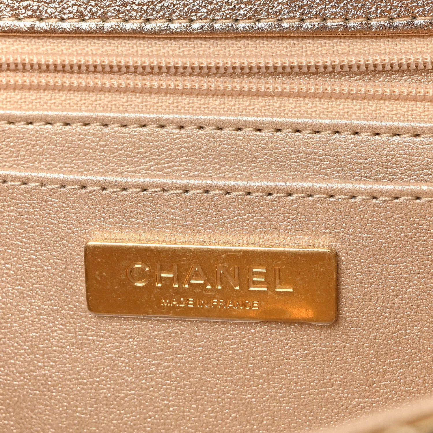 Chanel Metallic Mirror Calfskin Large Top Handle Clutch With Chain Gold 6 of 11