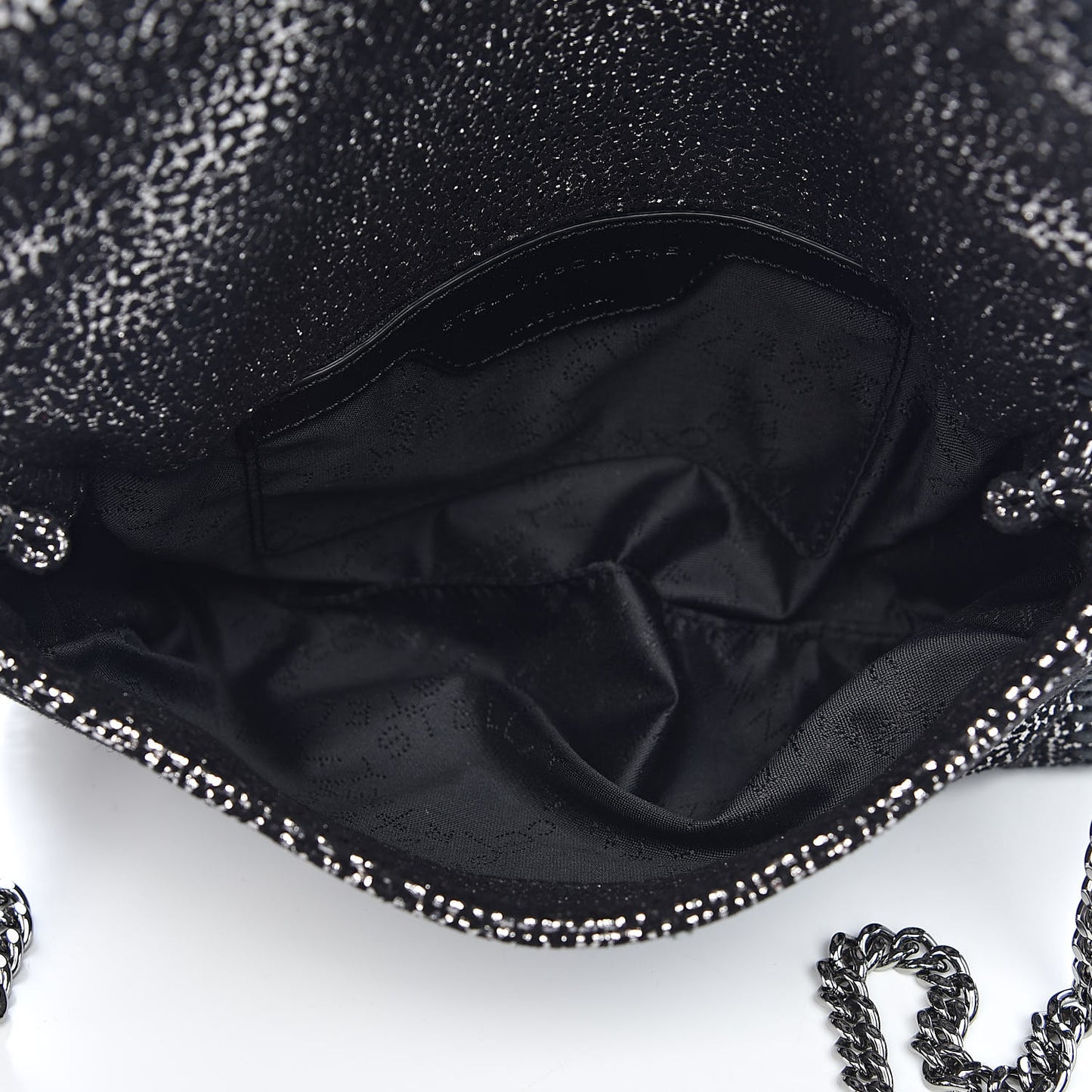 Chamois Shiny Dotted Mini Falabella Crossbody Bag Ruthenium