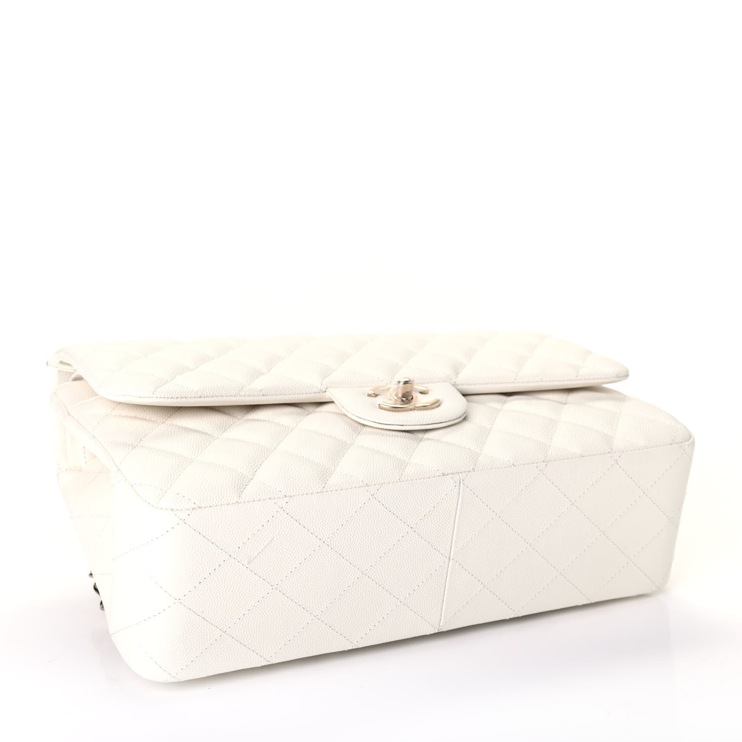 Chanel Caviar Quilted Jumbo Double Flap White 3 of 4