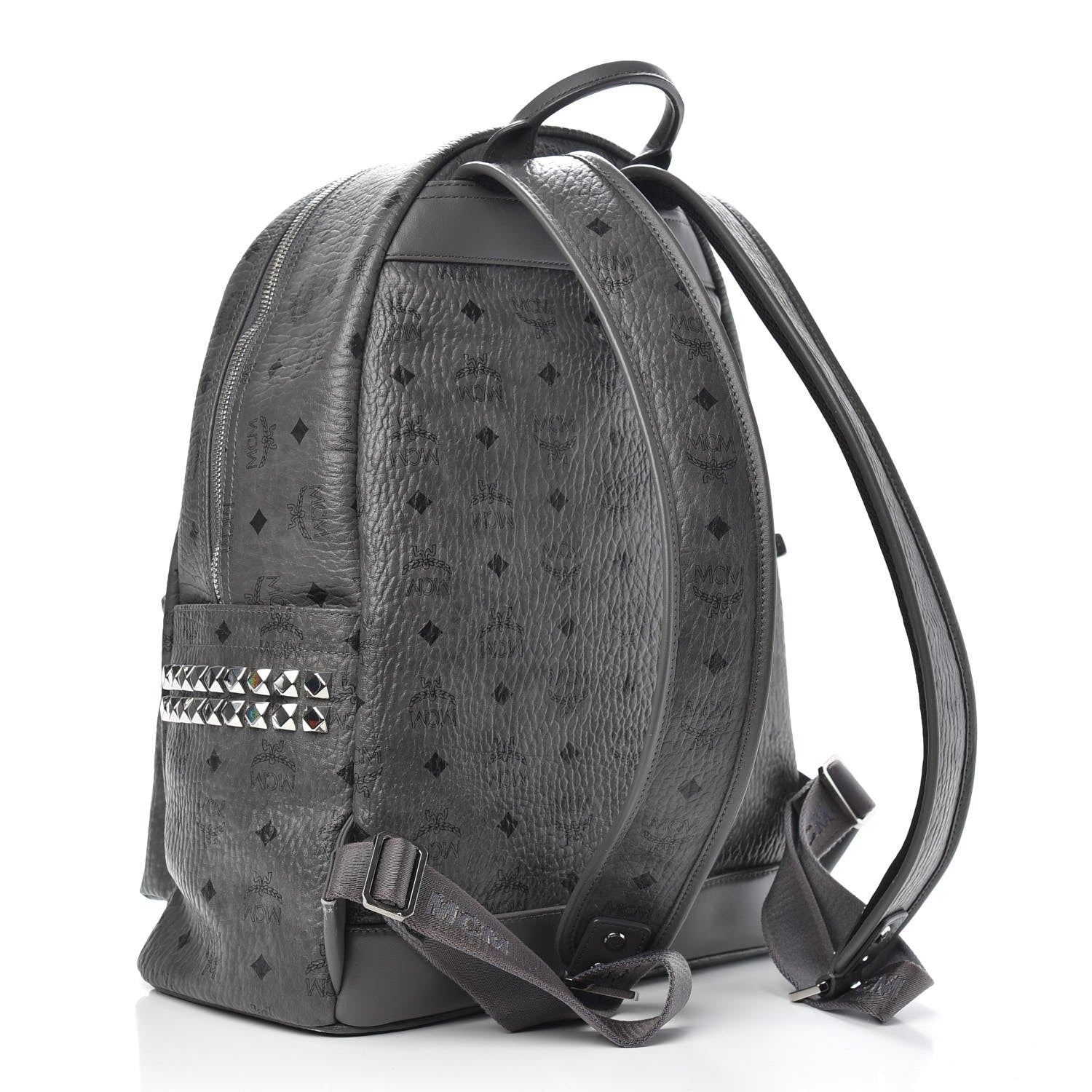 MCM Visetos Side Stud Medium Stark Backpack Grey 2 of 12