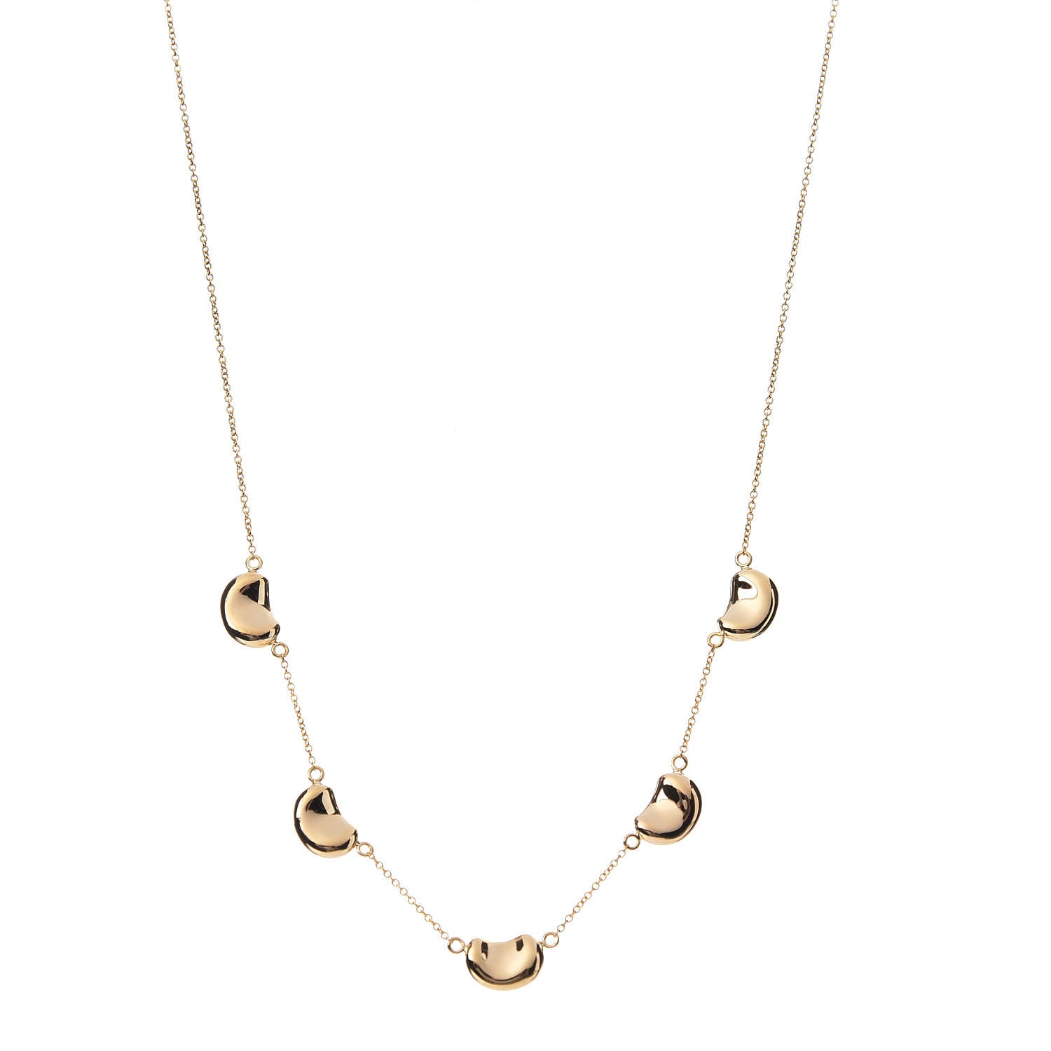 Tiffany 18K Yellow Gold Elsa Peretti 5 Bean Pendant Necklace 1 of 6