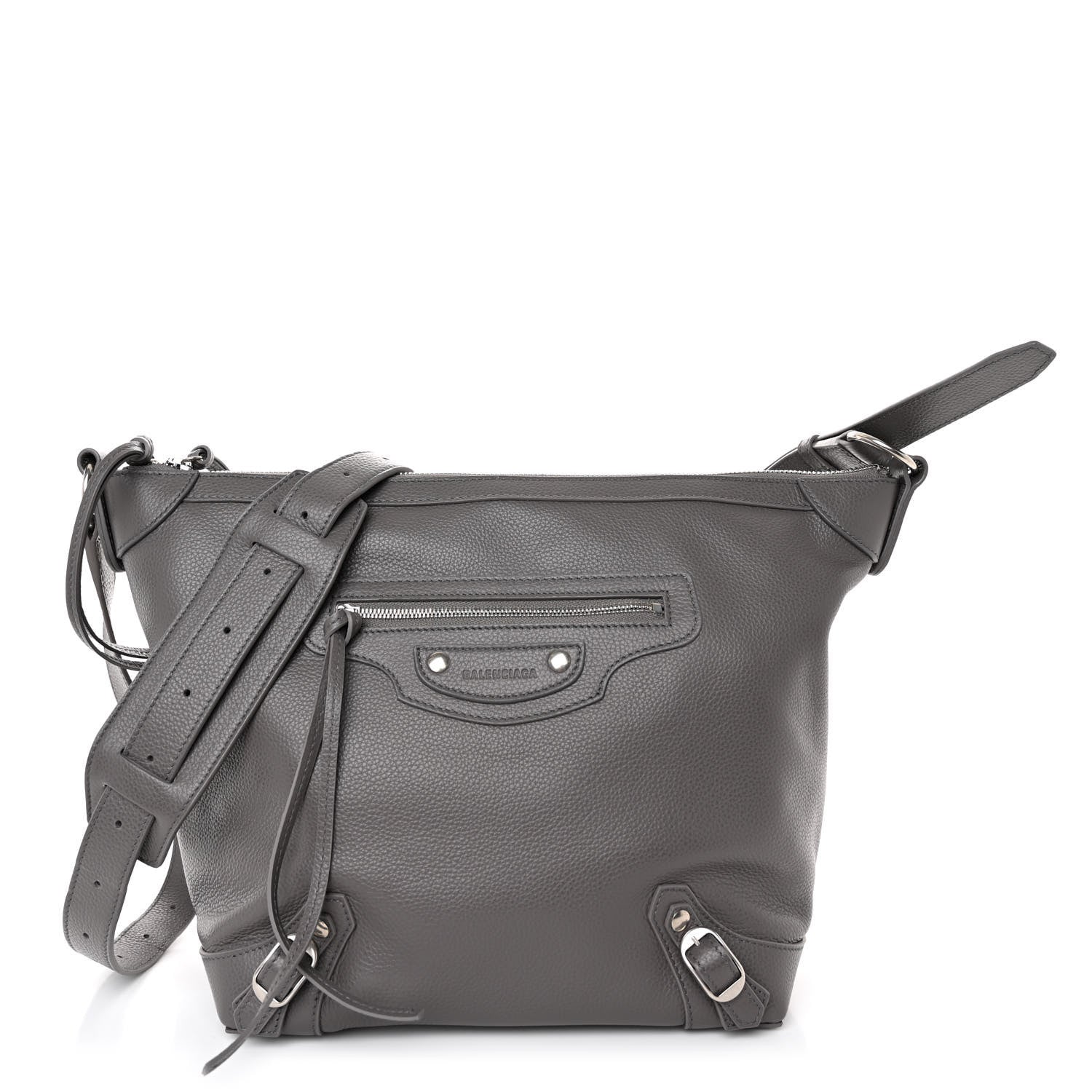 Balenciaga Grained Calfskin Silver Hardware Small Neo Classic Hobo Dark Grey 1 of 10